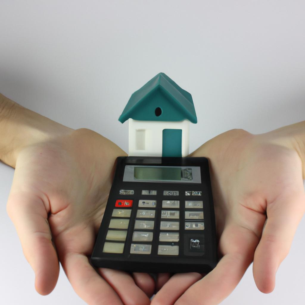 Person holding house and calculator