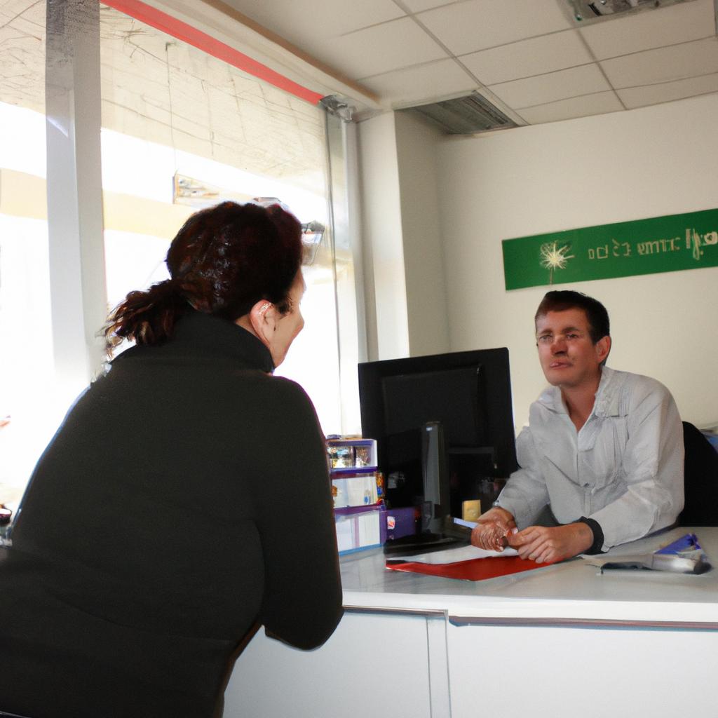 Person discussing with bank representative
